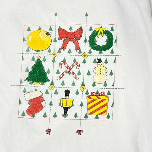Vintage 80s Ugly Christmas Sweater Party Tic Tac Toe Xmas Sweatshirt - Picture 3 of 8